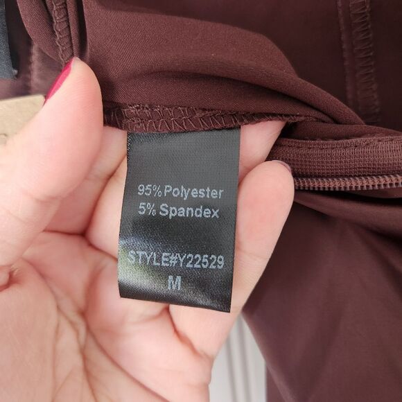 NEW DO+BE Chocolate Brown Satin Contemporary High Waist Split Hem Pants Medium - Picture 7 of 7